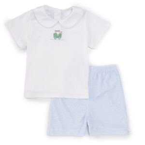 Edgehill Collection Round Neck Short Sleeve Golf Shirt & Gingham Shorts Set 4T